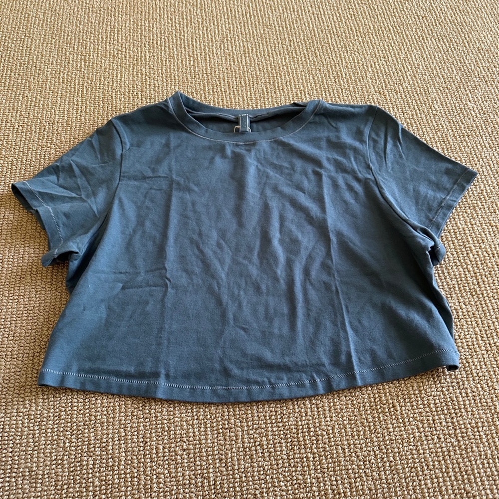 Skims Kyanite Short Sleeve Cotton Crop Top T-Shirt, Size 3X NWT